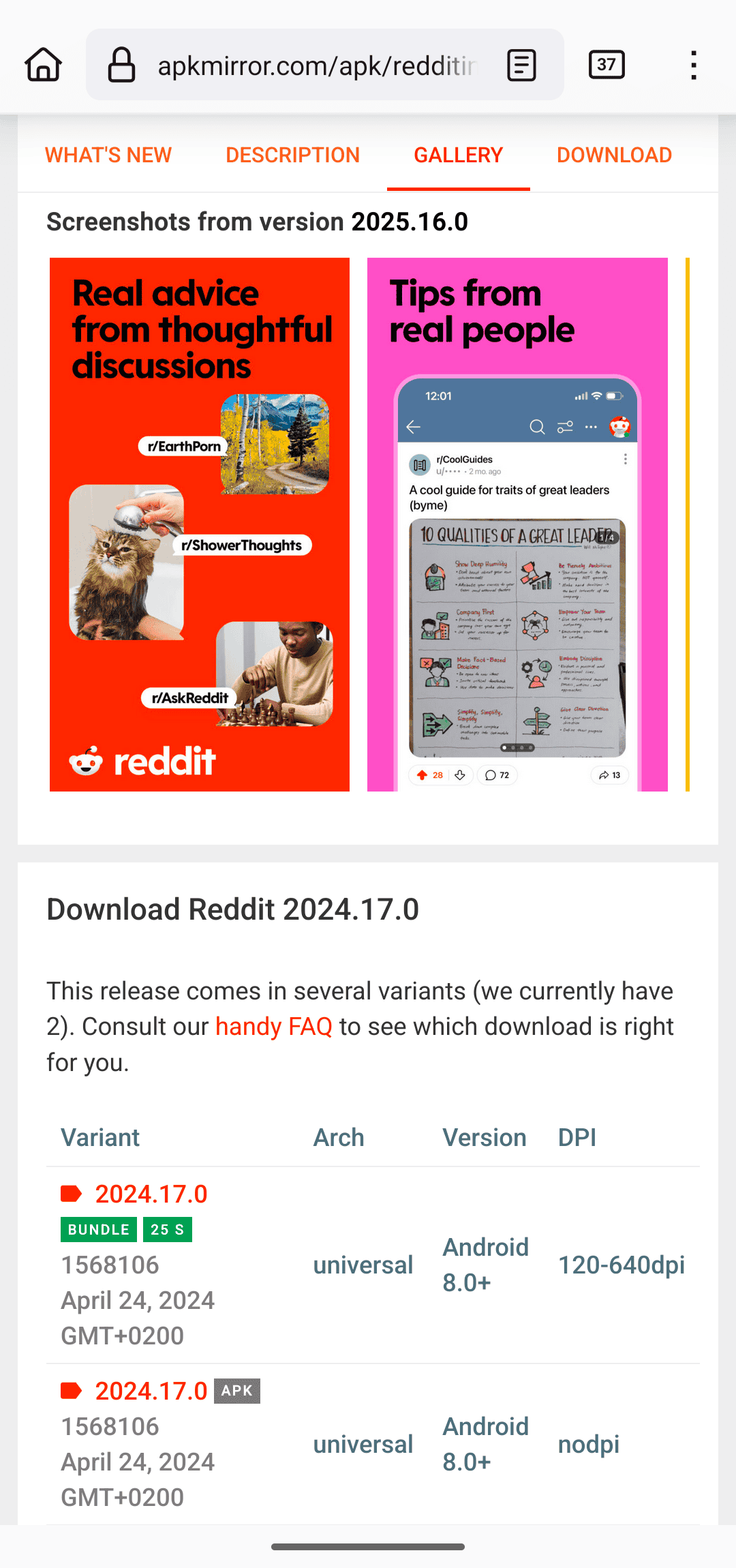 Select the version